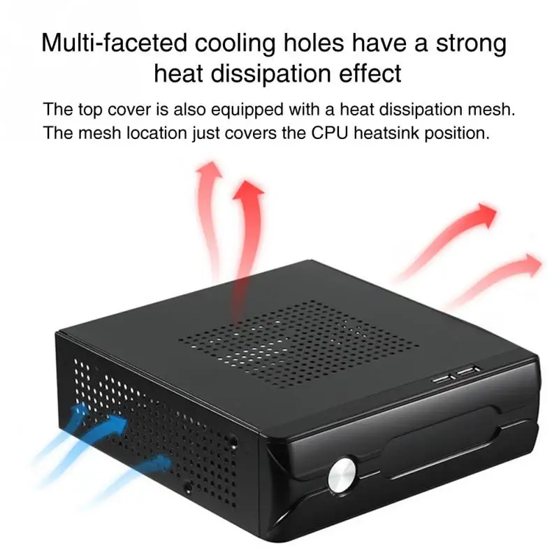 Practical Power Supply Horizontal Home Office Host HTPC Computer Case 2.0 USB Desktop Gaming Chassis Metal Mini ITX