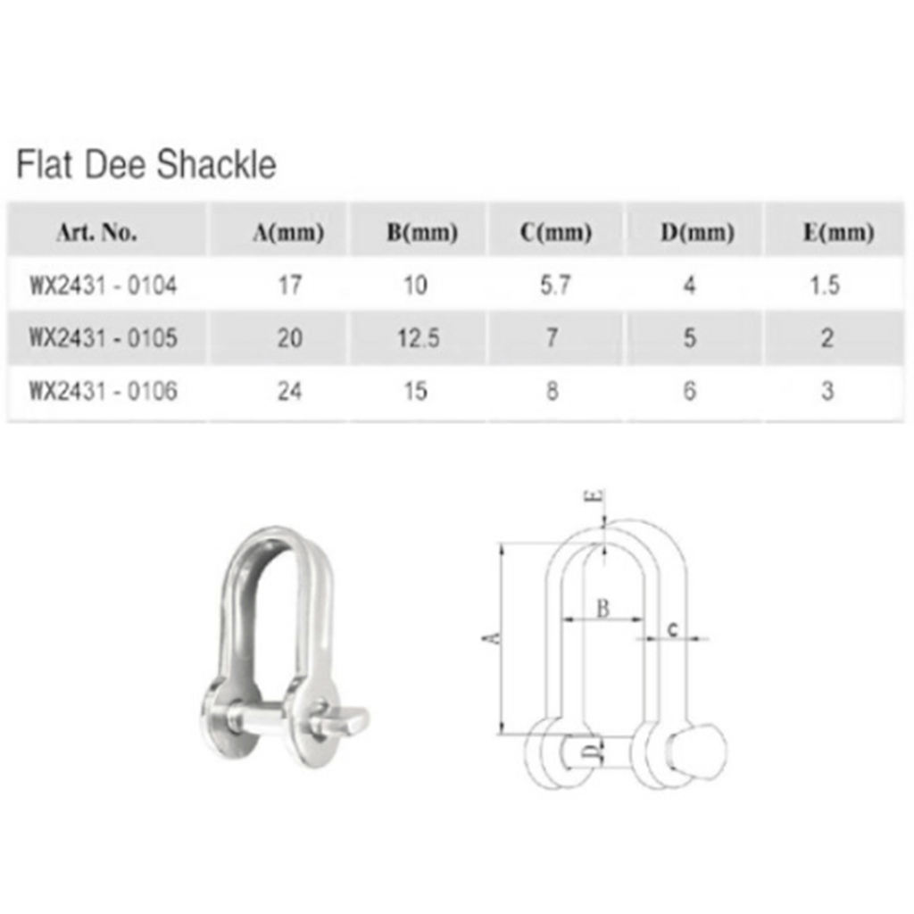 Boat Anchor Shackle Instruments D Shackle with Screw Pin 304 Marine Grade Stainless Steel