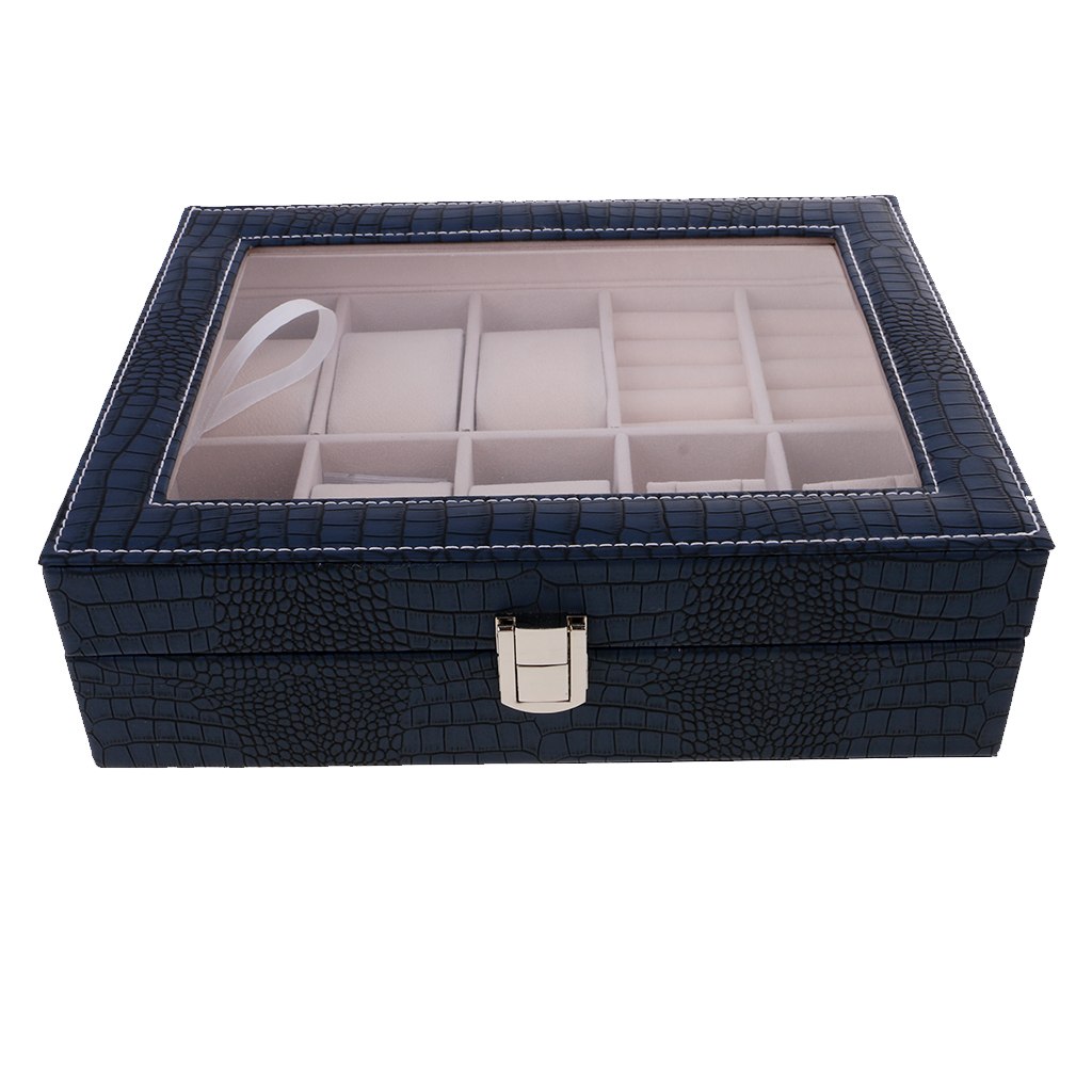 Mens Watch Storage Box PU Leather Watch Display Case Jewelry Organizer