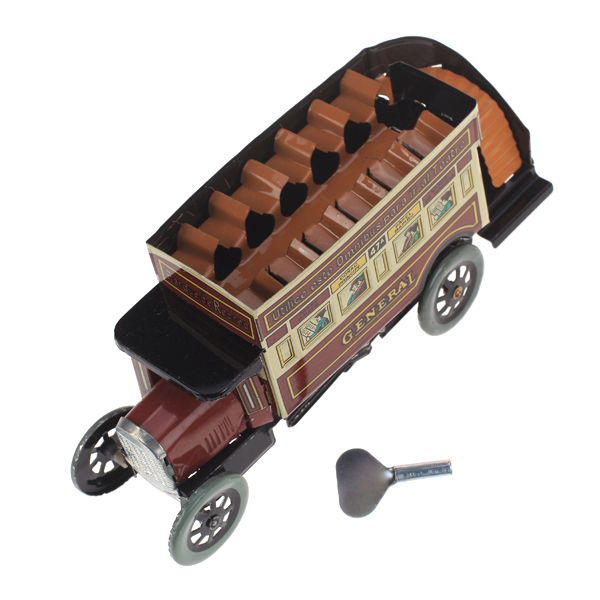 New Arrivals Tin Wind-up Double-decker General Omnibus Collectibles Tin Toy Classic Creative Gift for Kids Children Adults Toy