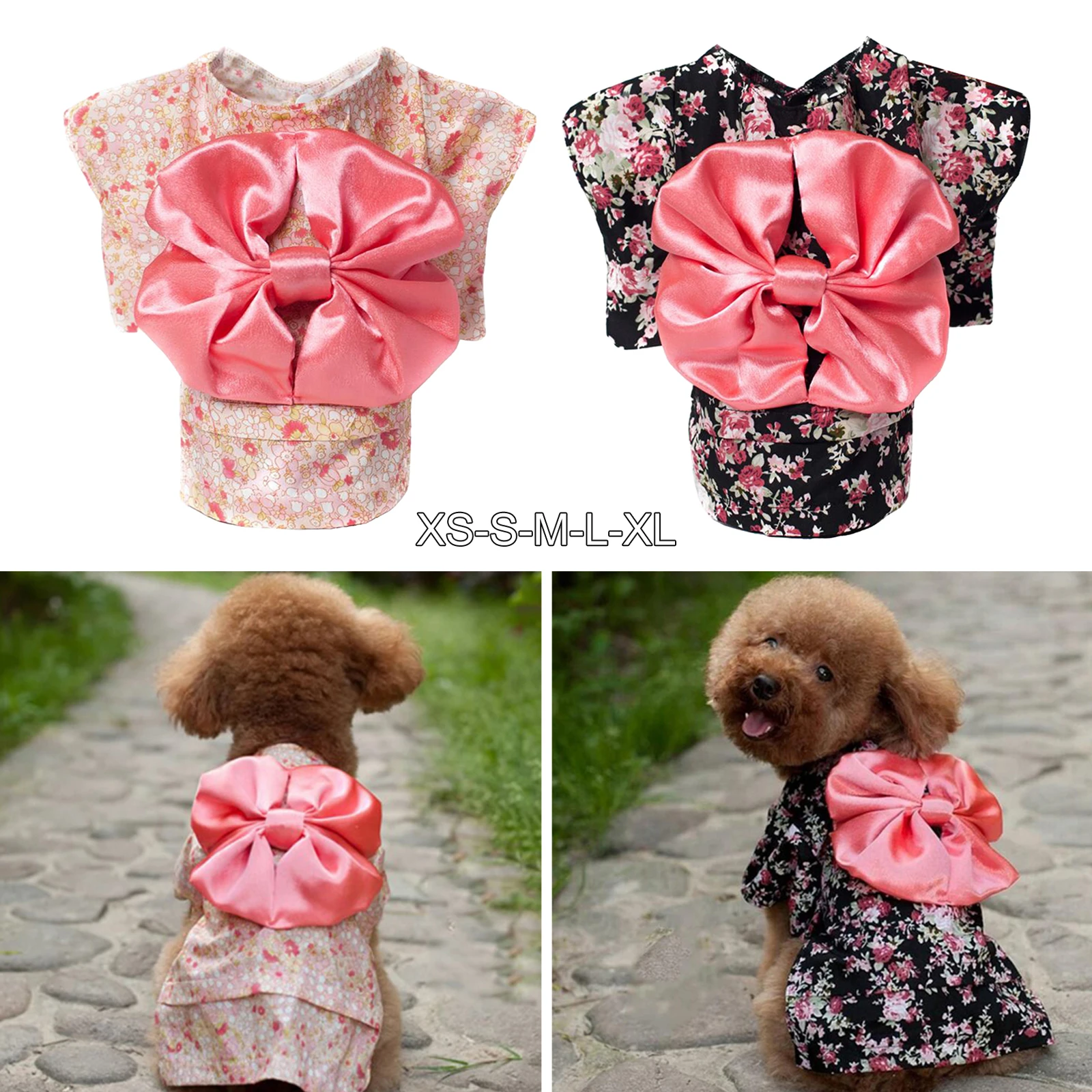 Cute Cat Kimono Pet Small Dog Dress Up Clothing Skirt Spring Summer Clothes