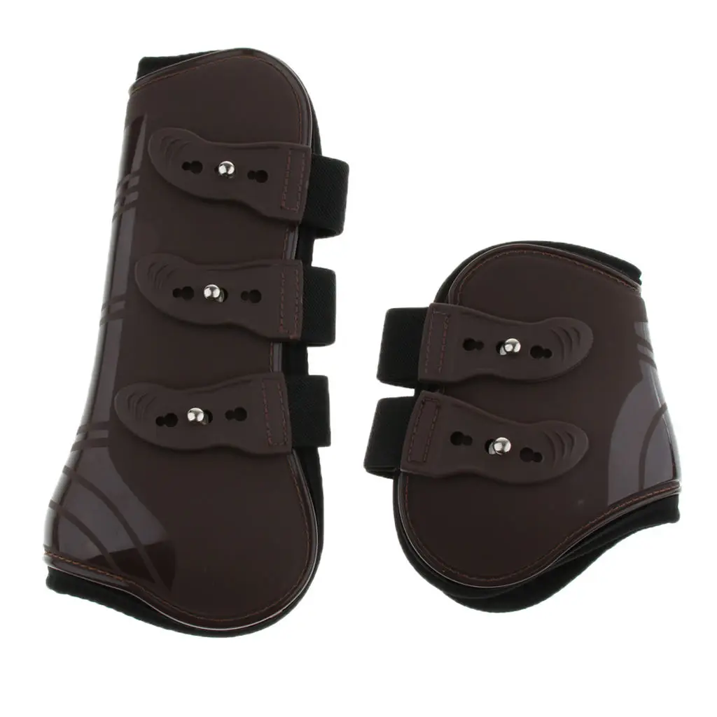 Set of 4 Horse Pony Tendon and Fetlock Boots, Equine Front Rear Legs Jumping Protective Boot - Lightweight and Breathable