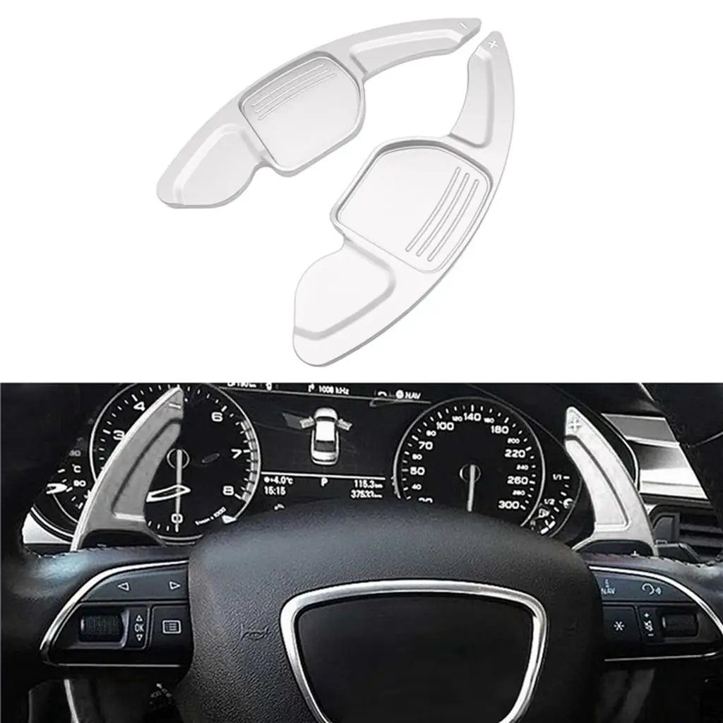1Pair Car Paddle Shift Extensions Shifters for Audi A3 A4L A5 A6 A7 Silver