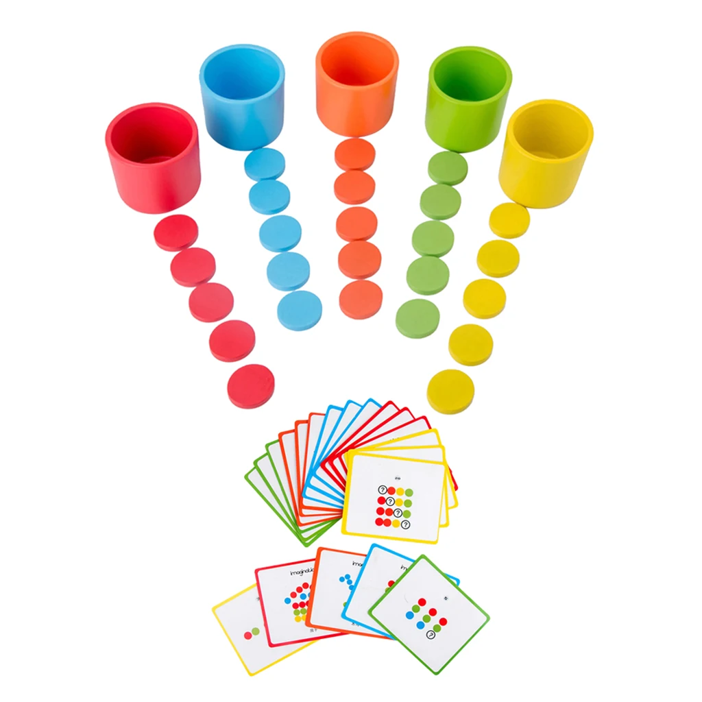 Counting Cups Montessori Color Sorting Educational Game Set of