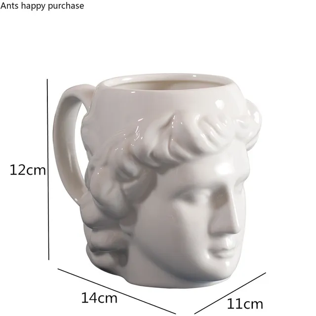 White Ceramic Cup Apollo Statue Sculpture Coffee Cup with Handle Coffee Mug  Drinkware Water Cups Ornaments Decor Storage Tank - AliExpress