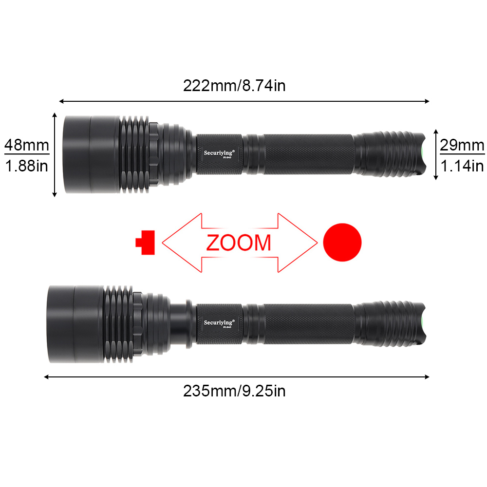 securitying lanterna infravermelha ir led zoomable caça luz tocha longo alcance para dispositivo de visão noturna