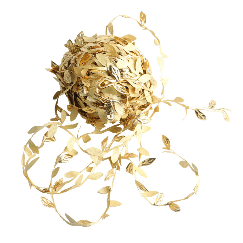 Artificial Leaf Ribbon for DIY Crafts Party Wedding Home Garland Decorations Gold Silver Leaves