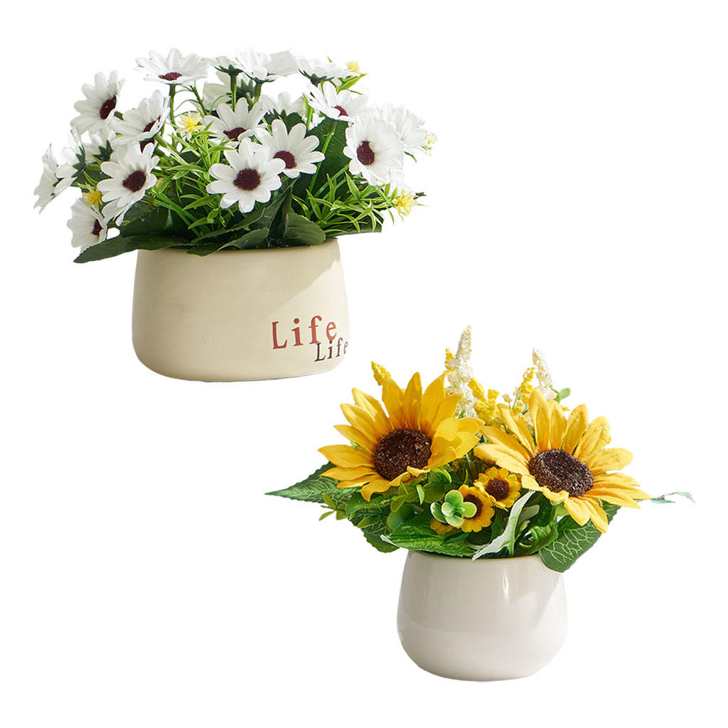 Mini Artificial Flower Plants with Pot for Office Desk, Fake Plant with Ceramic Pot for Home, Shower Rooms Decoration