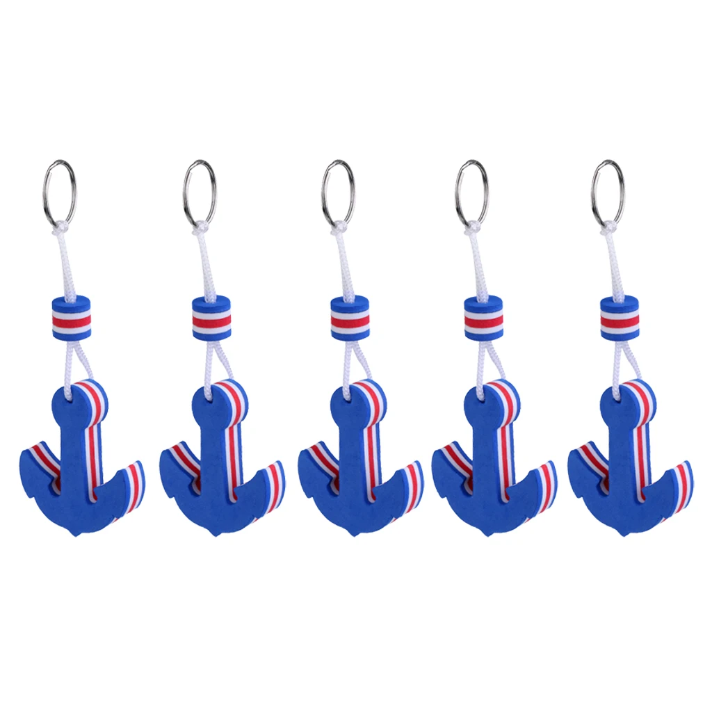 5Pc Yachting Boating Sailing Floating Key Chain -Anchor,Rudder,Surfboard