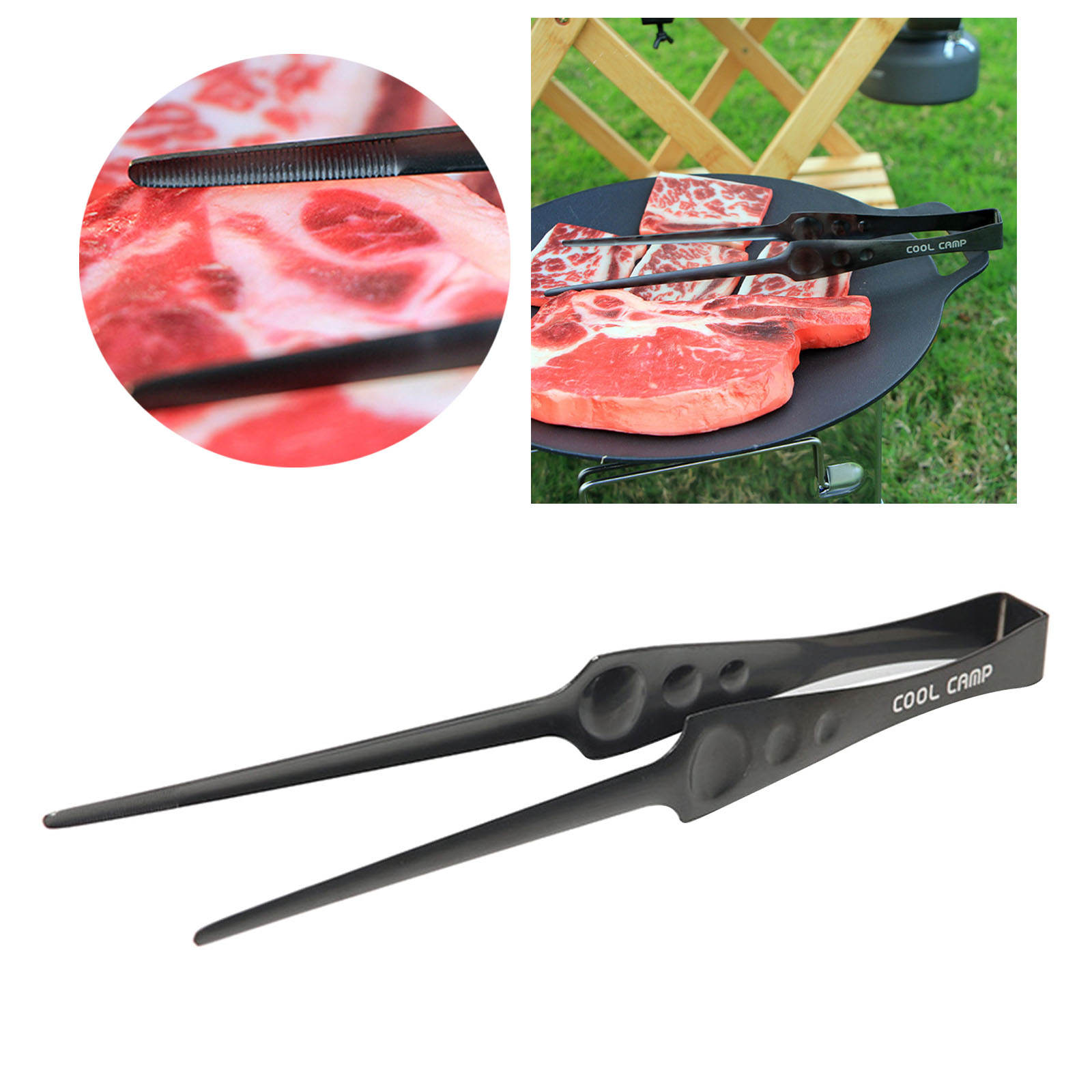 Tongs Tweezer Clip BBQ Reusable Ultralight Handy Non-Slip Utensil for Steak Serving Toast Kitchen Bacon Food Camping