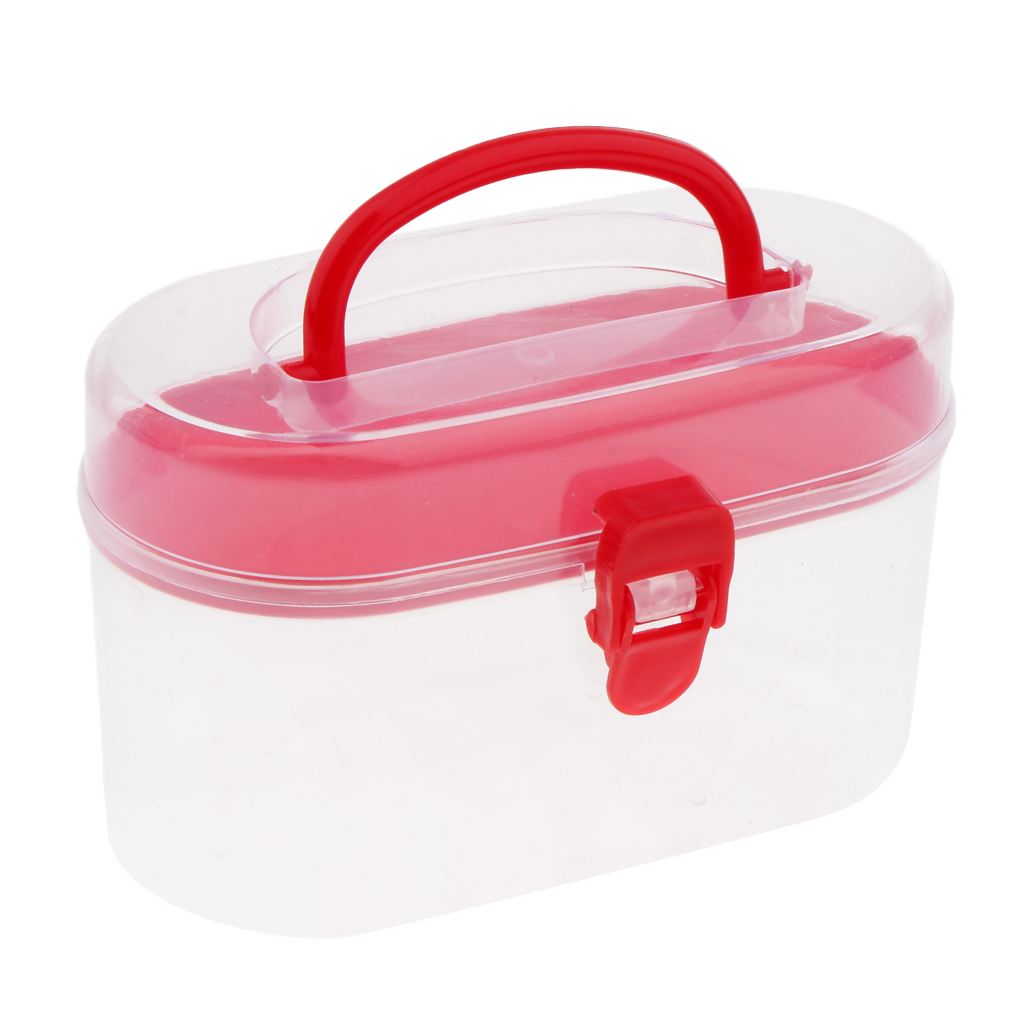 Clear Storage Box Plastic Container Double Layers With Handle Lockable Cap