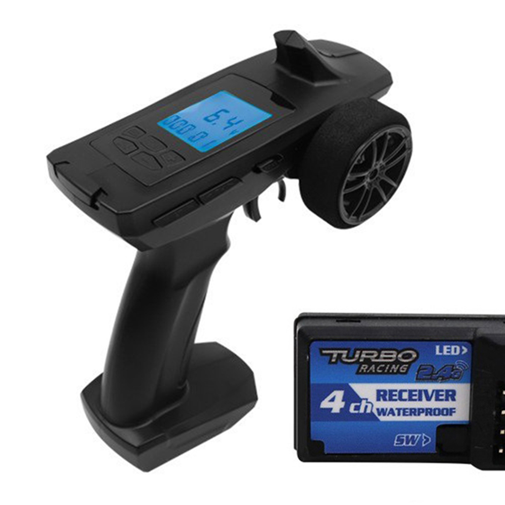 Turbo Racing 2.4G 4CH LCD Display Remote Control Transmitter Receiver 1/76 for RC Car Boat Vehicles Mode