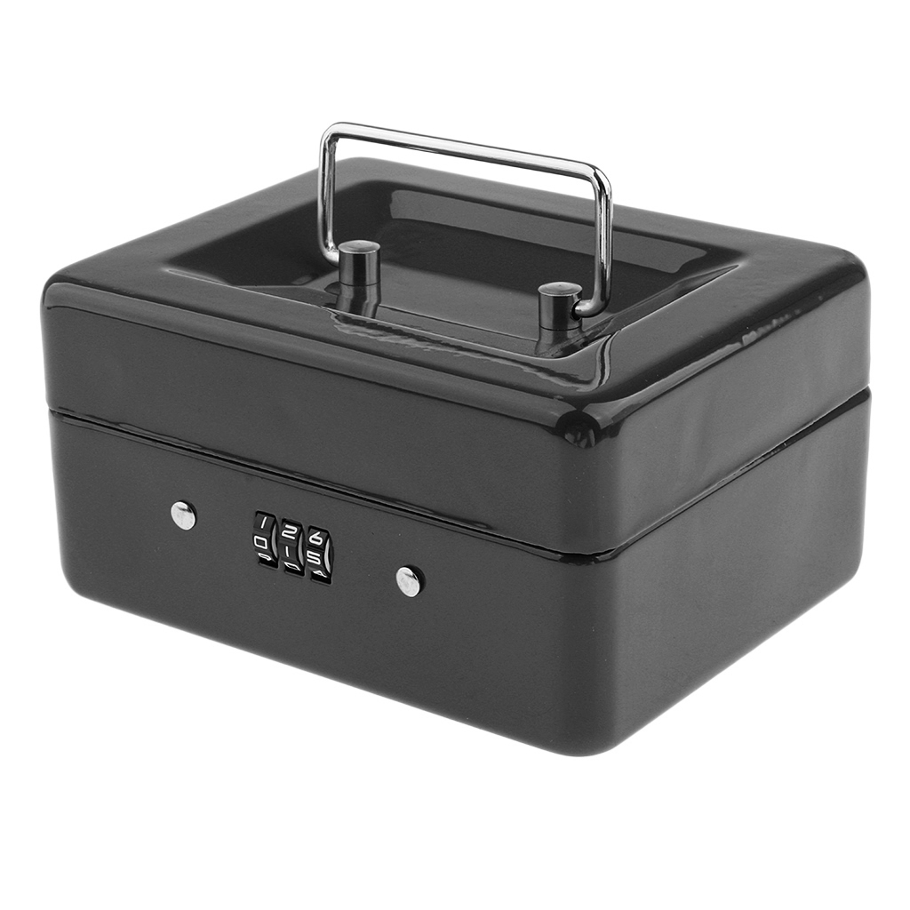 Mini Portable Steel Locking Cash Box Security Storage Coin Check