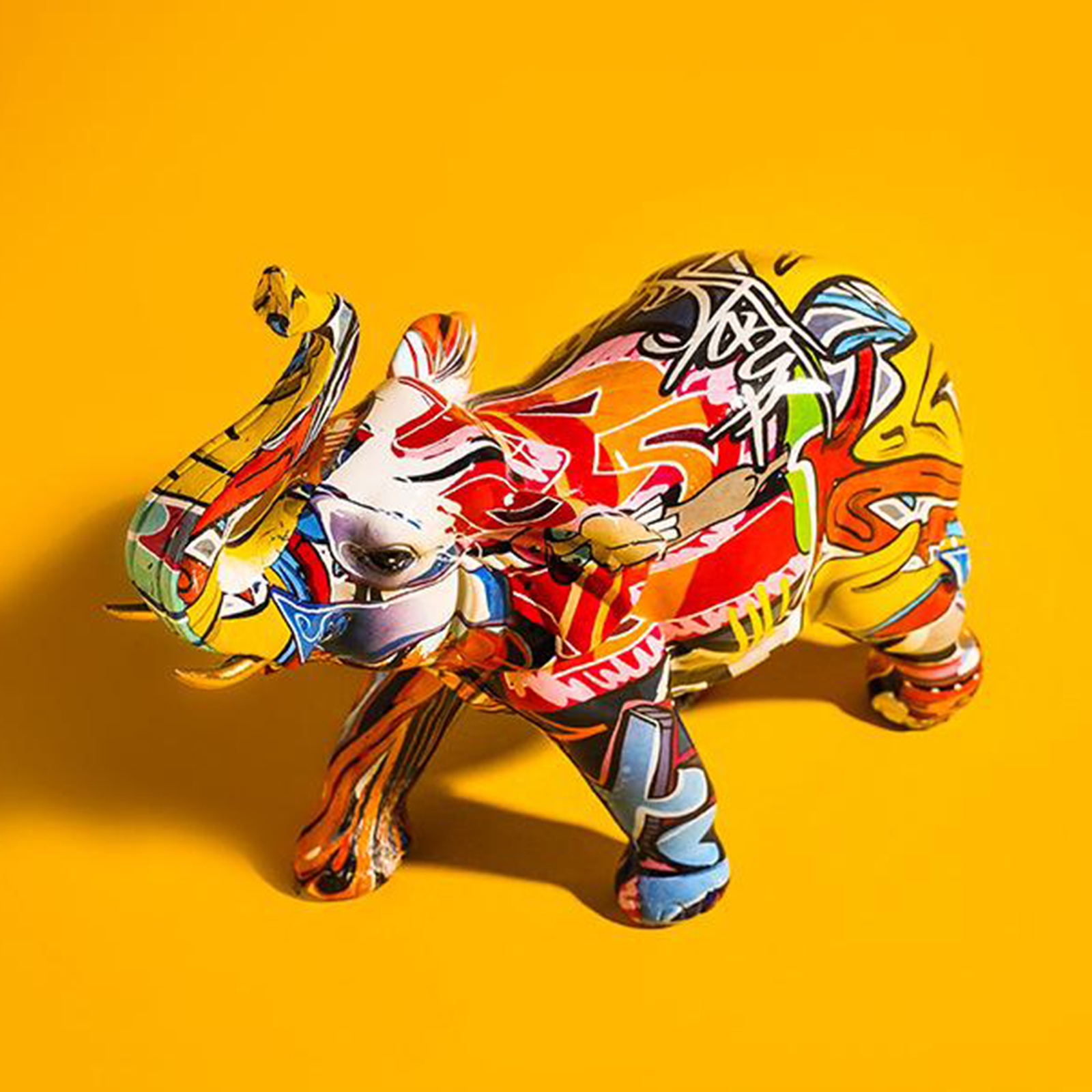 Multicolor Mini Elephant Figurine Collectable Resin Sculpture Wine Cabinet Decor