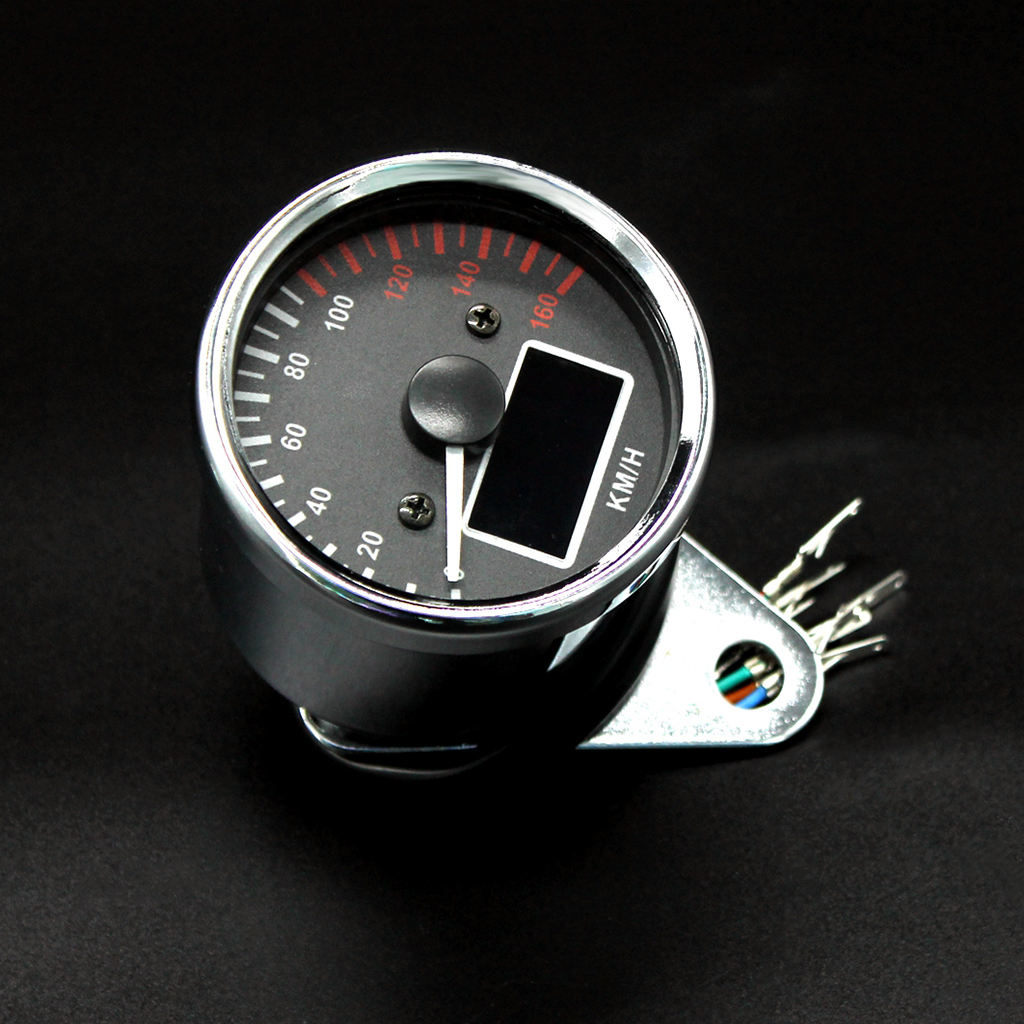 12V Motorbike Chrome LED Speedometer Tachometer Odometer Multifunction Gauge