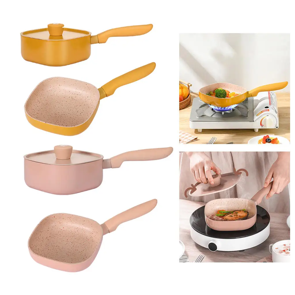 Kitchen Frying Pan with Soup Pot Heat-Resistant Egg Pan Cookware Set for Gas Cooker Induction Cooking Eggs Omelettes