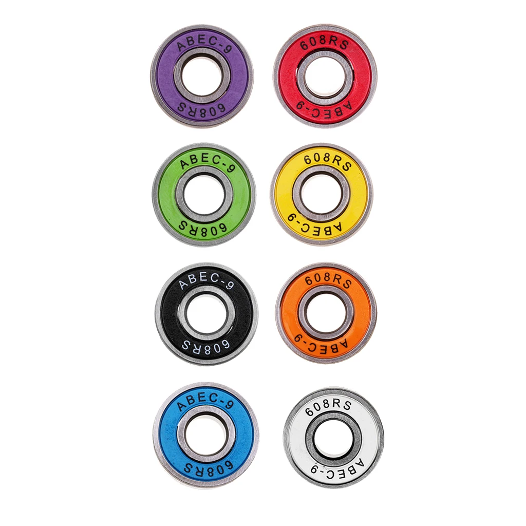 8Pcs ABEC-9 608 2RS Wheel bearing Skateboard Stunt Scooter Inline Roller Skate