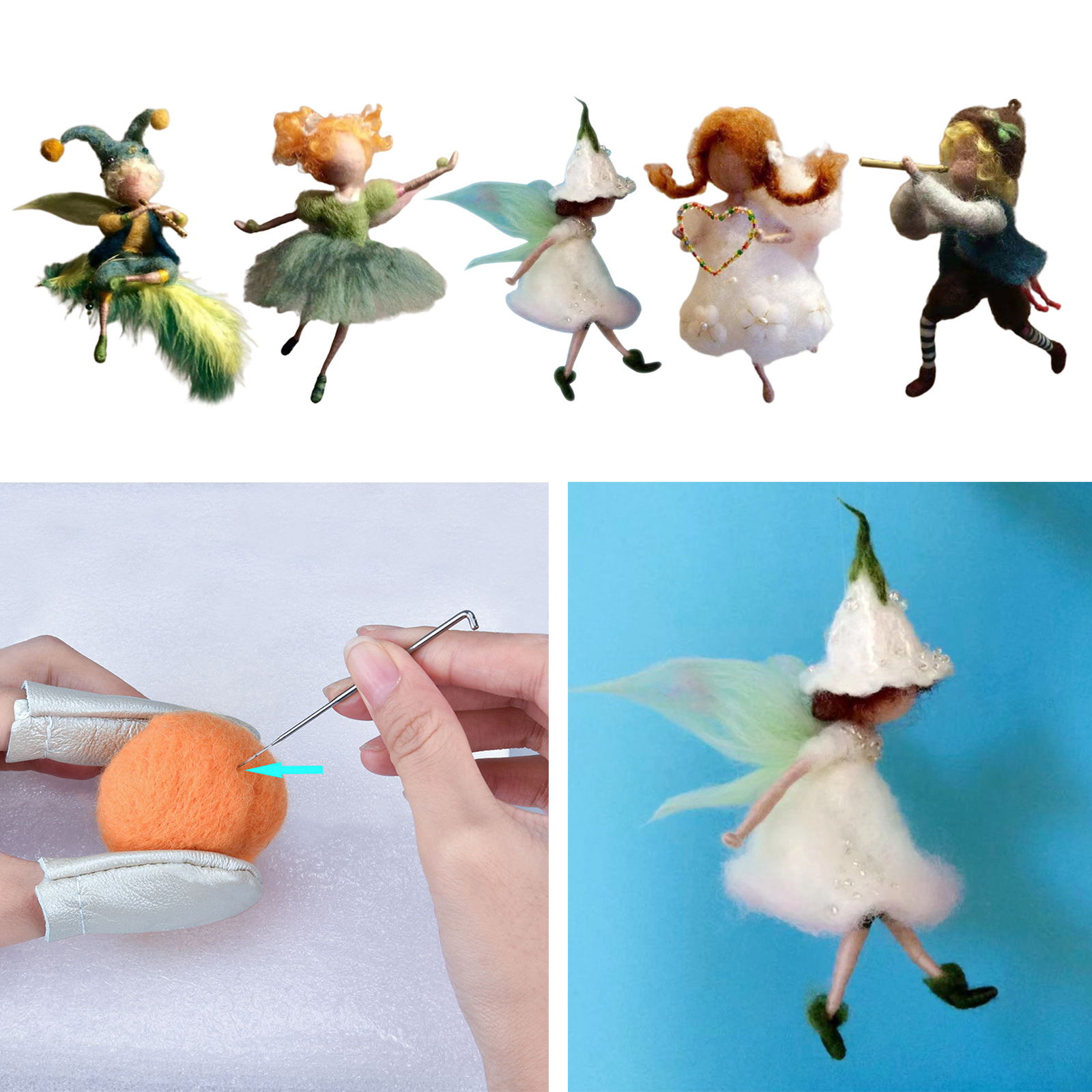 Fairy Needle Felting Non-finished Craft Material Kit Handcraft for Beginners