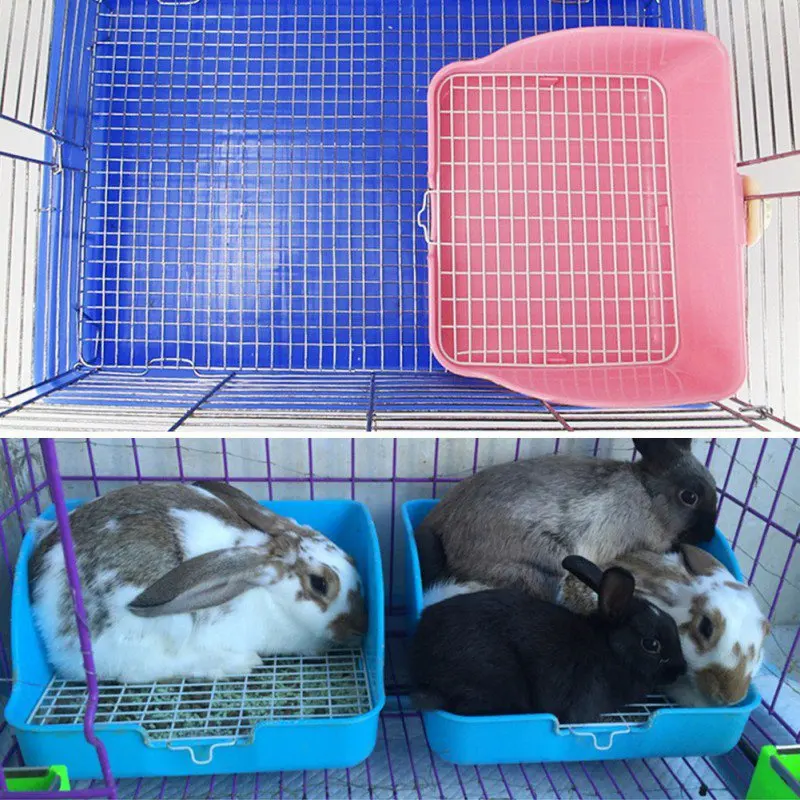 Scatola per lettiera per conigli gabbia per animali facile da pulire Scatola per lettiera per animali domestici con gabbia per piccoli animali/Coniglio/Guinea angolo per vasino per animali domestici 