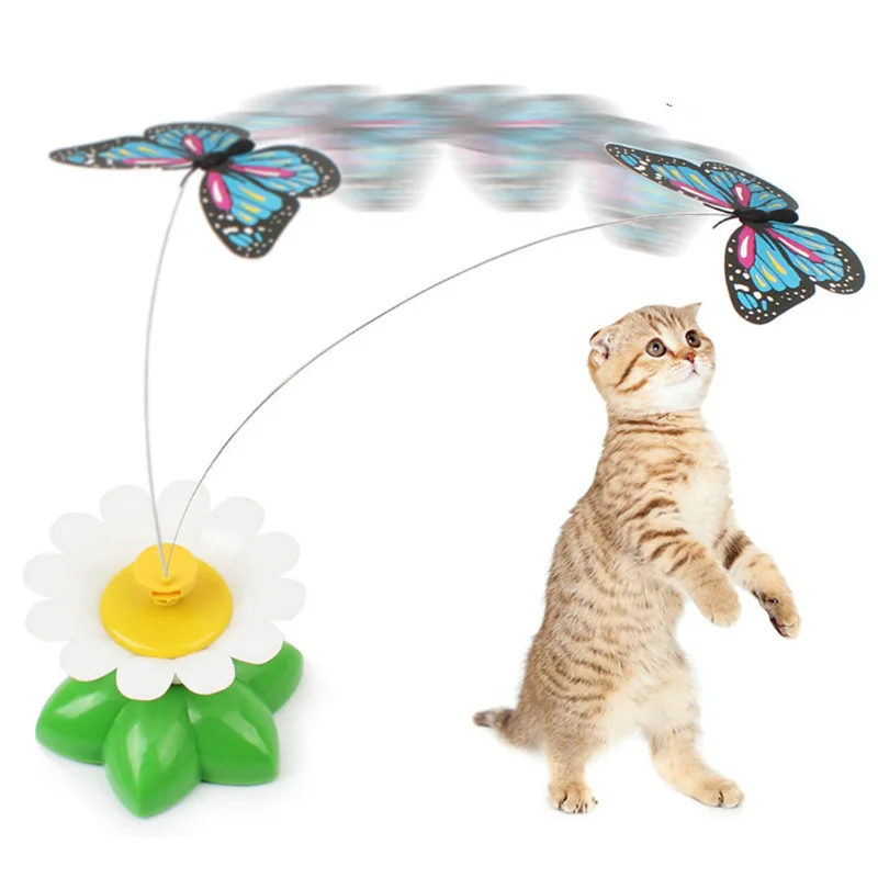 Toys for cats Automatic Electric Rotating Cat Toy Colorful Butterfly Bird Animal Shape Interactive Pet Dog Kitten Interactive