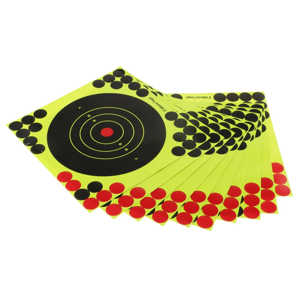 10pcs/set High Strength Adhesive Shooting Targets Splatter Sticker Outdoor/Indoor Range 8``x 8``