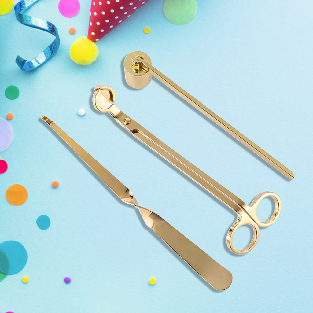 Pack of 3 Candle Accessory Set Tools Wick Trimmer, Wick Snuffer Wick Dipper Stainless Steel Candle Caring Tools for Wedding