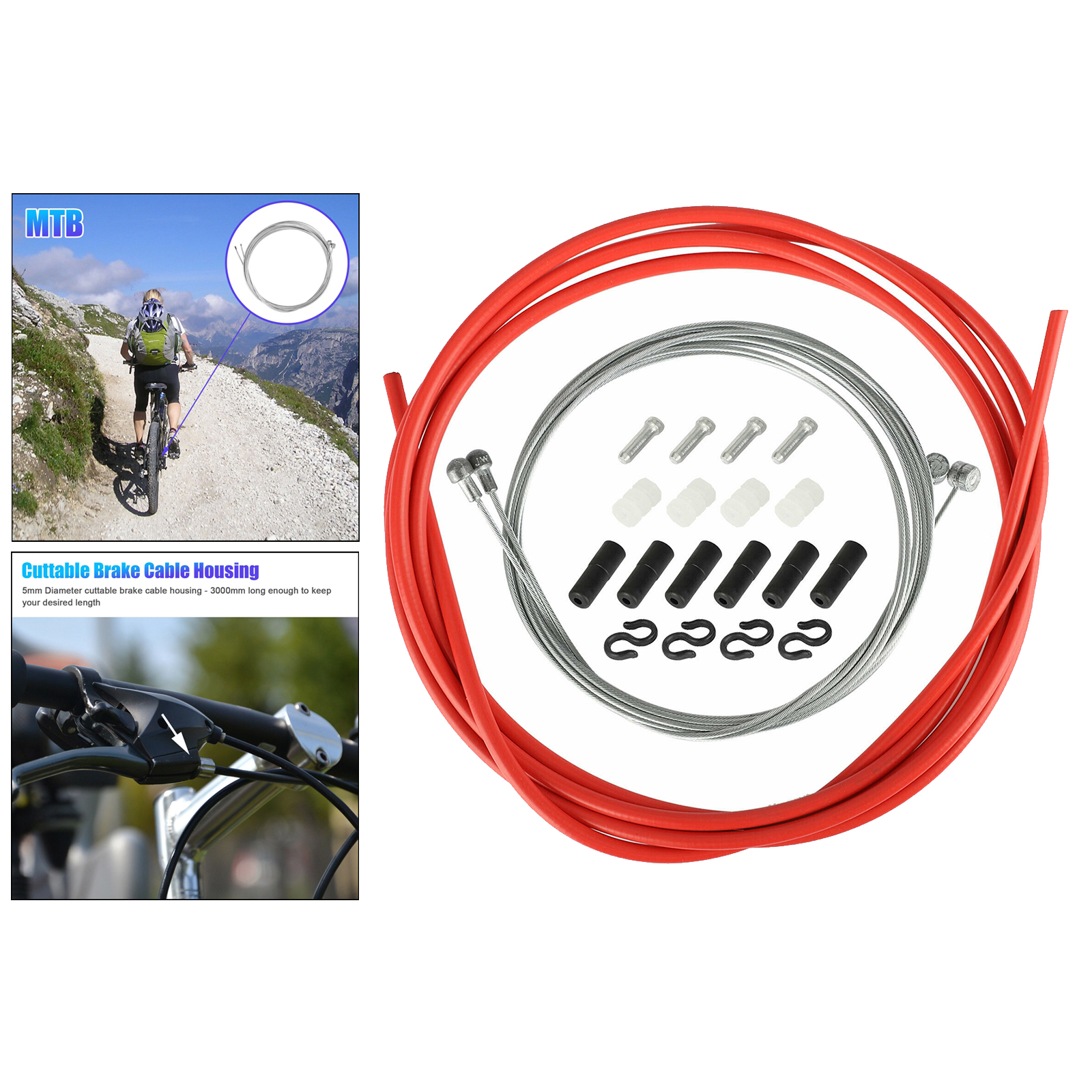 Universal Bike Cable Housing Set Brake er Hose Sleeve Cap Crimps Kits