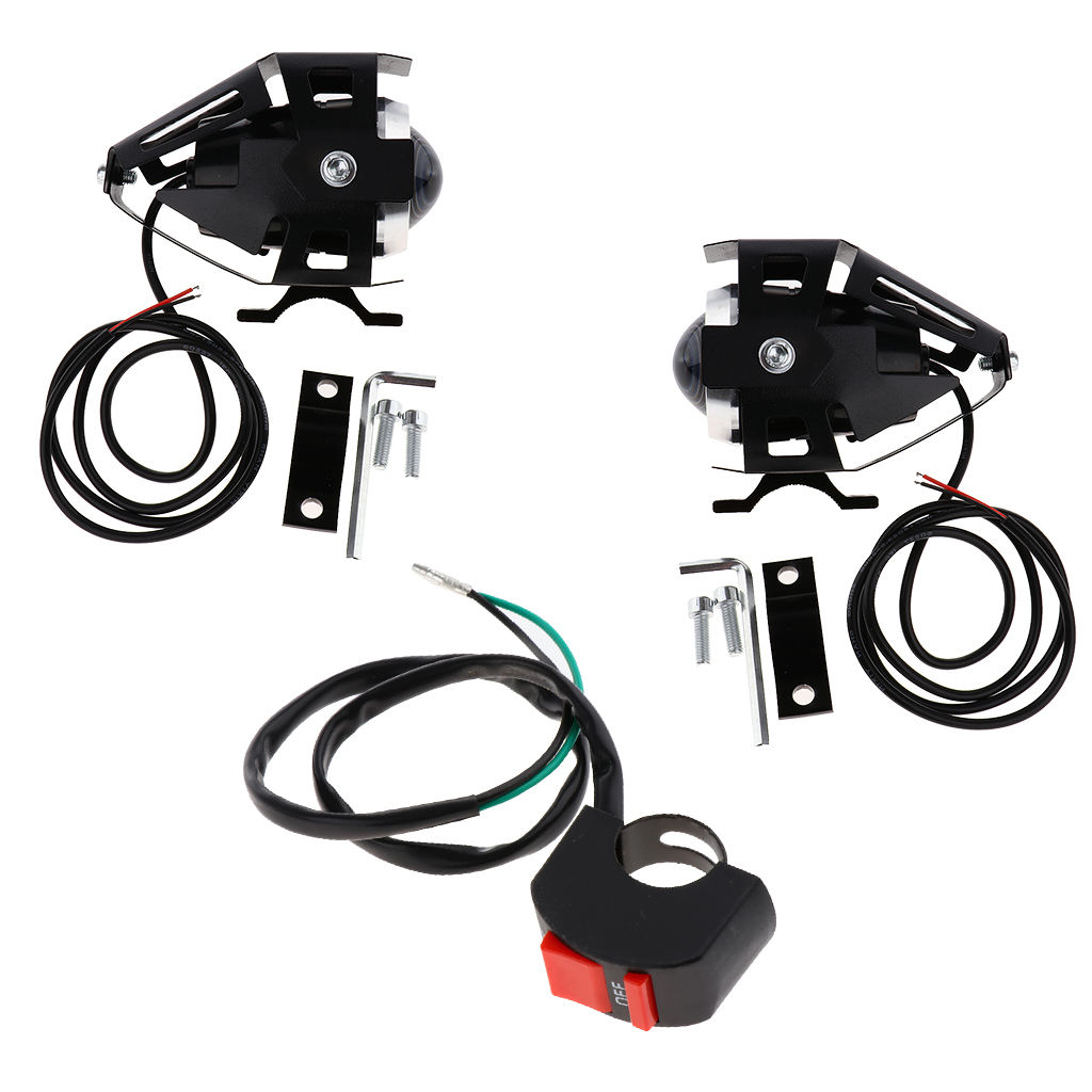 2PCS Motorcycle LED Headlight 125W 3000LM U5 Waterproof Driving Spot Head Lamp Fog Light Switch Motor Accessories 12V 6000K