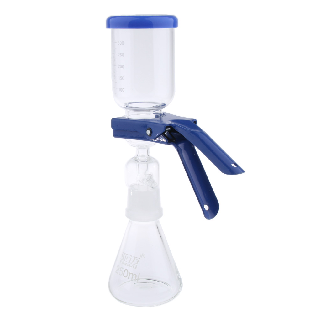 250ml Flask Filtration Apparatus Vacuum Lab Filtering Unit with 300mL Graduated Funnel with Lid & Aluminum Clamp