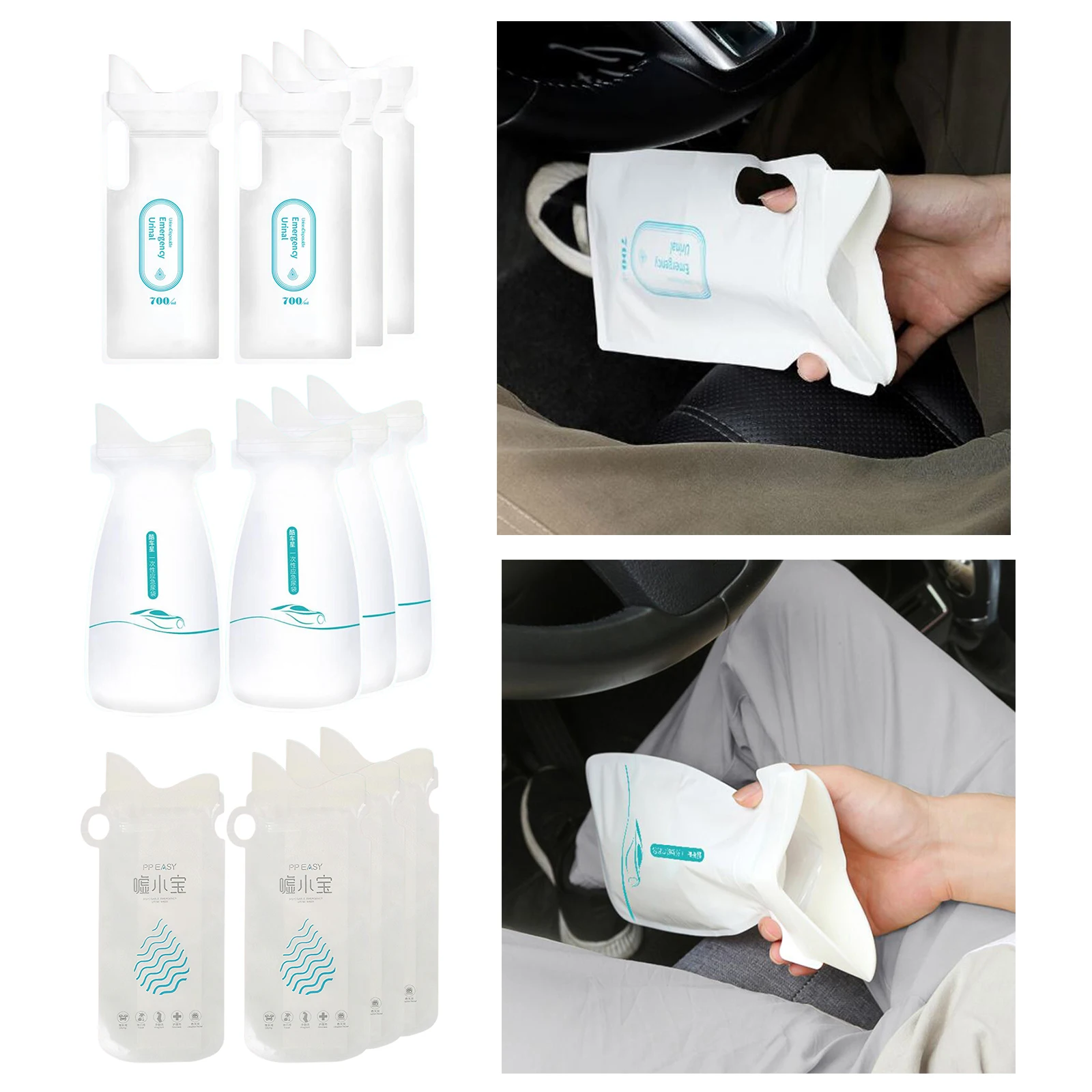 4Pcs 700ml Unisex Disposable Bags Camping Bags L Toilet Emergency Leak Resistant for Adults Children Kids Al