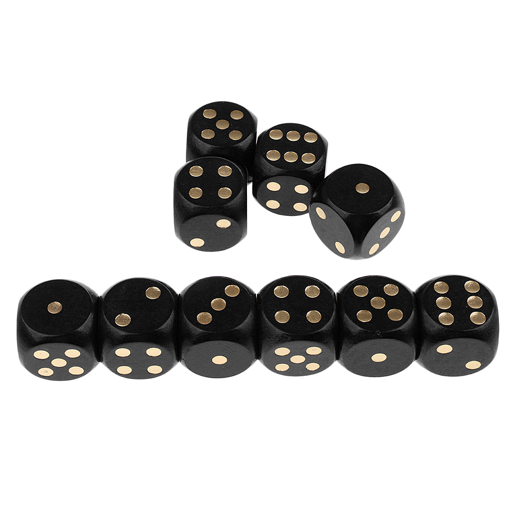 10 Pieces D6 Dice Set Wooden Dice with Rounded Corner Six Sided Dice 30mm Cube Accessories
