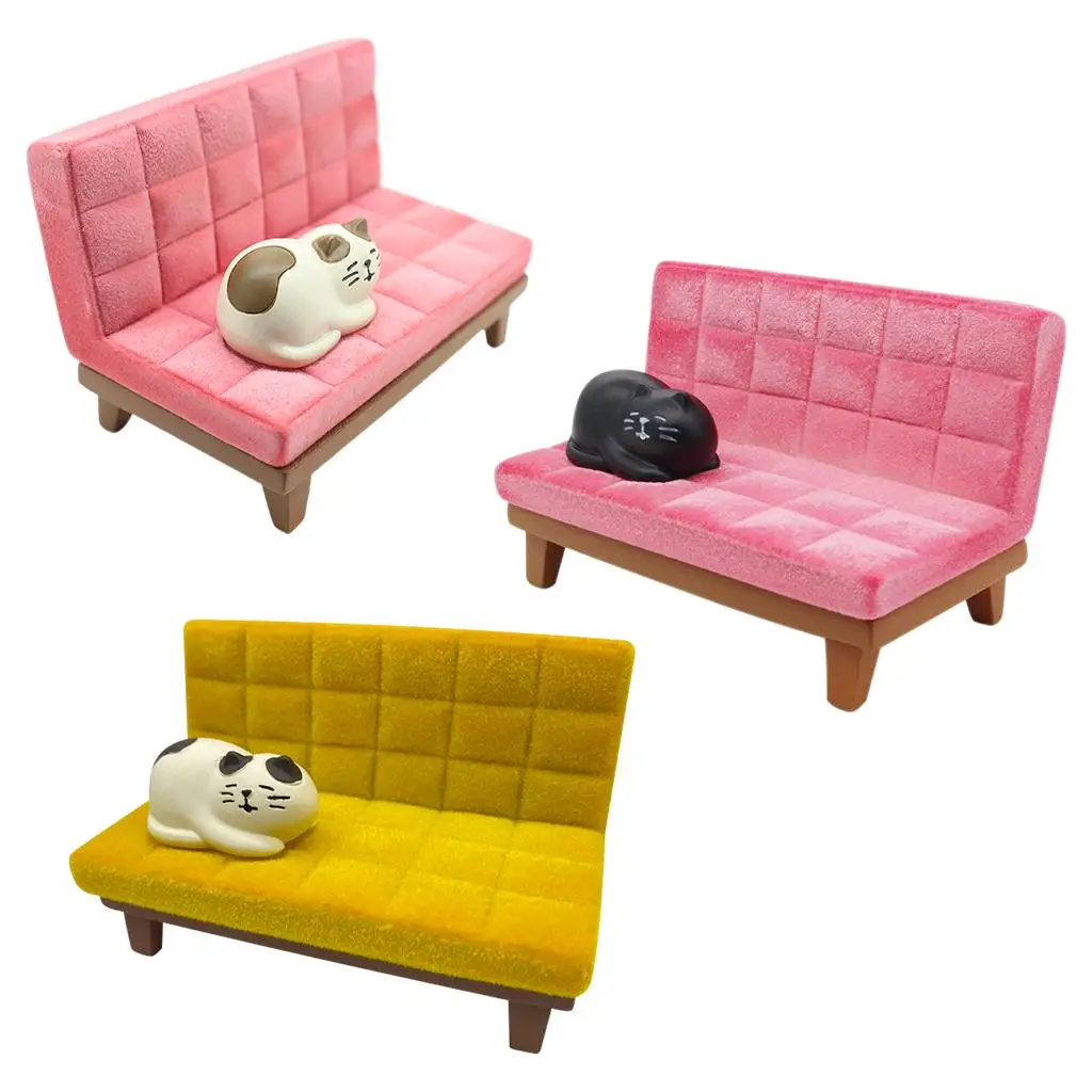 Sofa Phone Stands Mounts Mounts Supporter Cell Phone Stand, for Flocking Cute Kitty All Mobile Phones, Miniature Scene Office