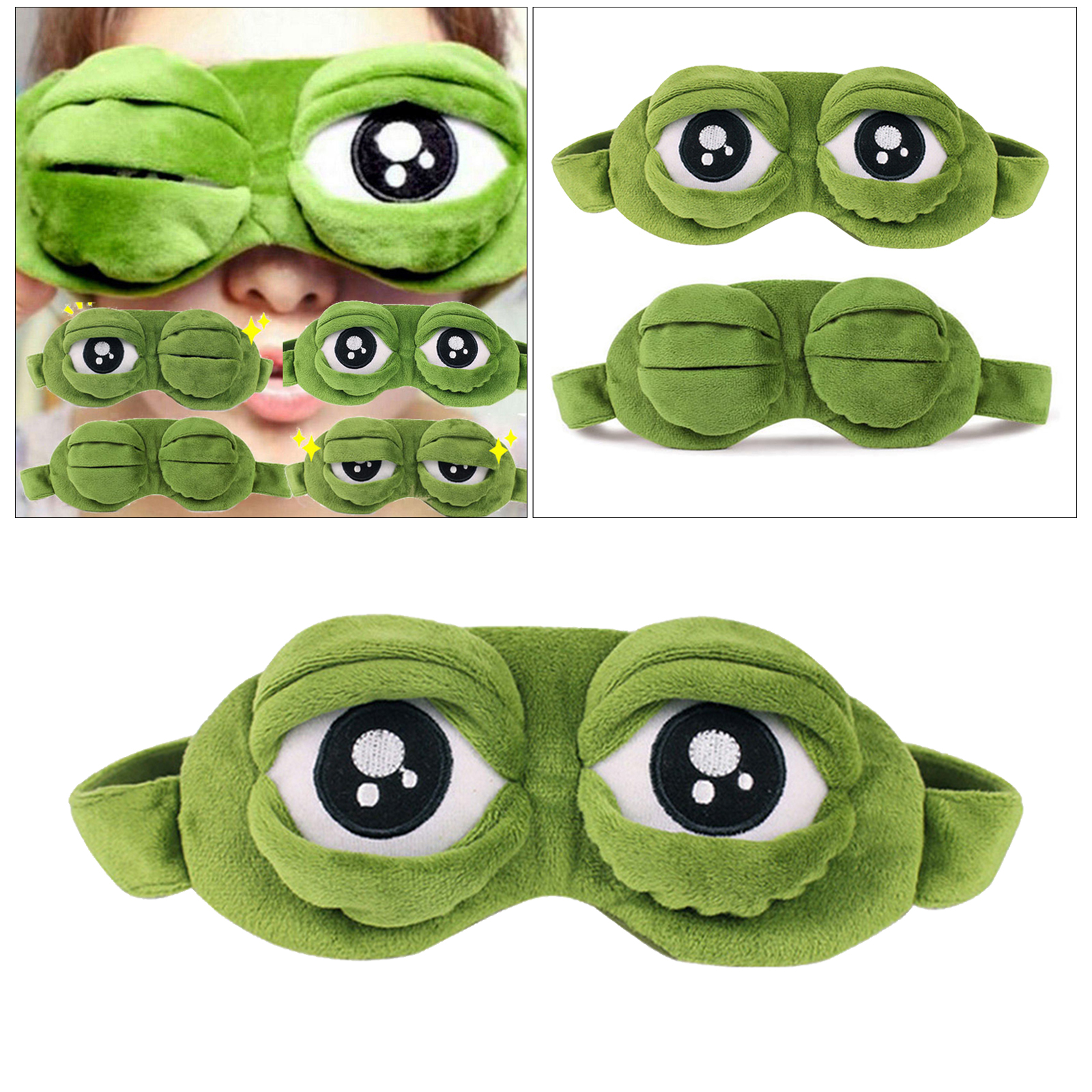 Eye Masks Travel Sleep Animal Frog Blindfold Breathable Sleep Eye Masks Soft Plush Sleeping Masks Funny 3D Frog Eye Sleep Masks