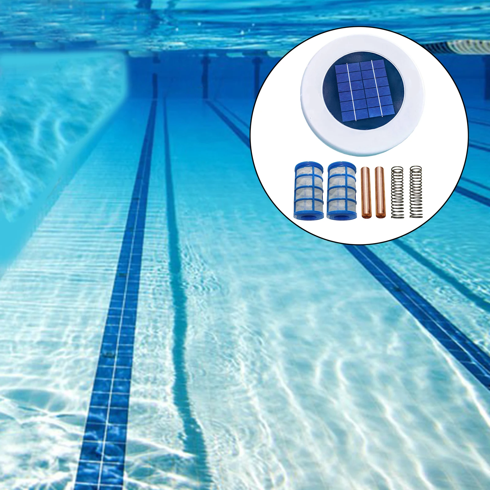 Solar Power Swimming Pool Purifier Solar Pool Ionizer Swimming Pool Water Algae Inhibition Chlorine-Free Water Processor Tool