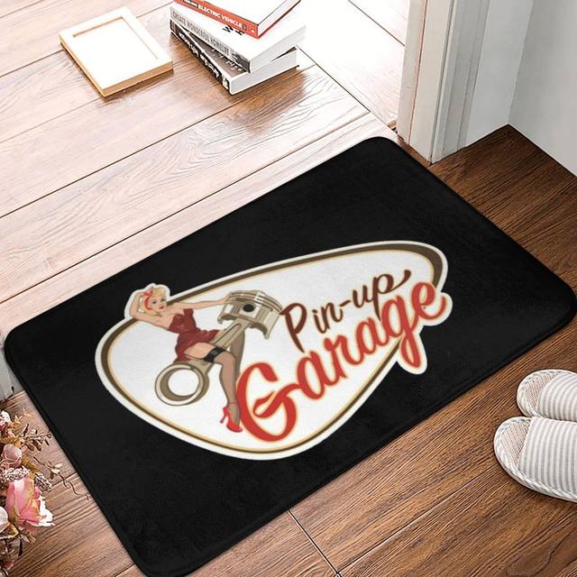 Non-slip Doormat Kitchen Mat Old School Garage Pin Up Girl Essential Floor  Carpet Welcome Rug