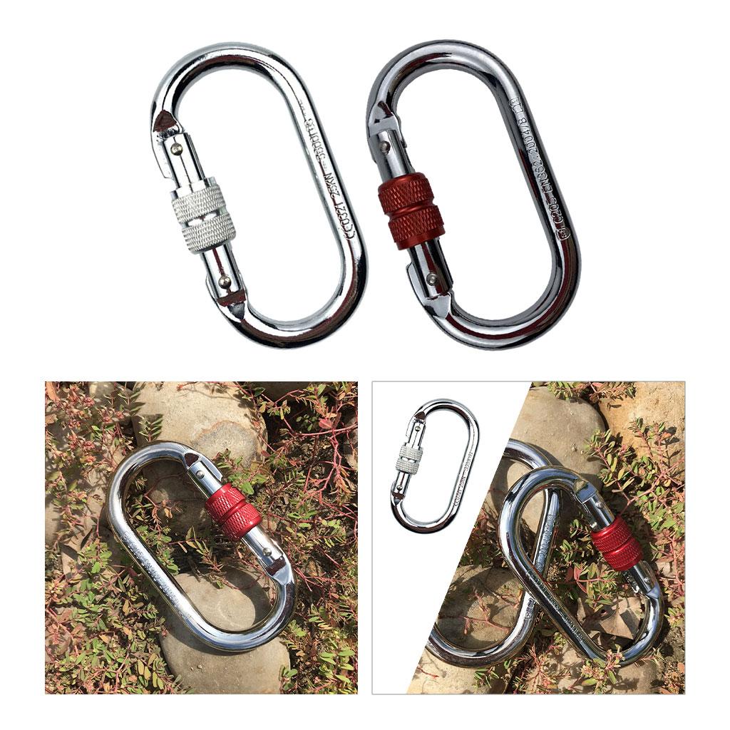 O-Shape Rock Climbing Carabiner, Screw Locking Hook 25kN 5600lb for Hammock Caving Gear