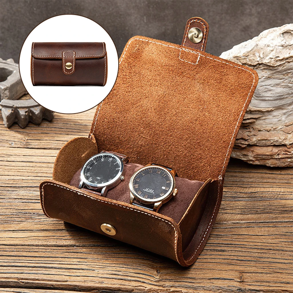 Watch Roll Travel Case Handmadewith Velvet to Protection Portable Organizer 3 Watch Display for Man Storage Home Coffee