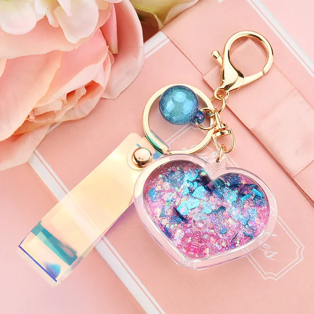 Yubnlvae Keychains Cute Keycha in Women Acrylic Love Sequ in Rose Ring  Holder Key Chains Purple