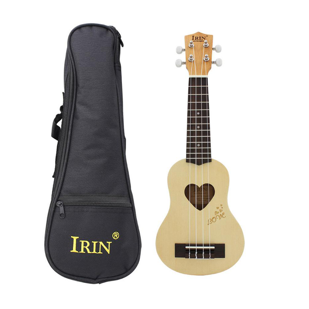 Mini 17 'ukulele 4 string wooden string instrument including storage bag