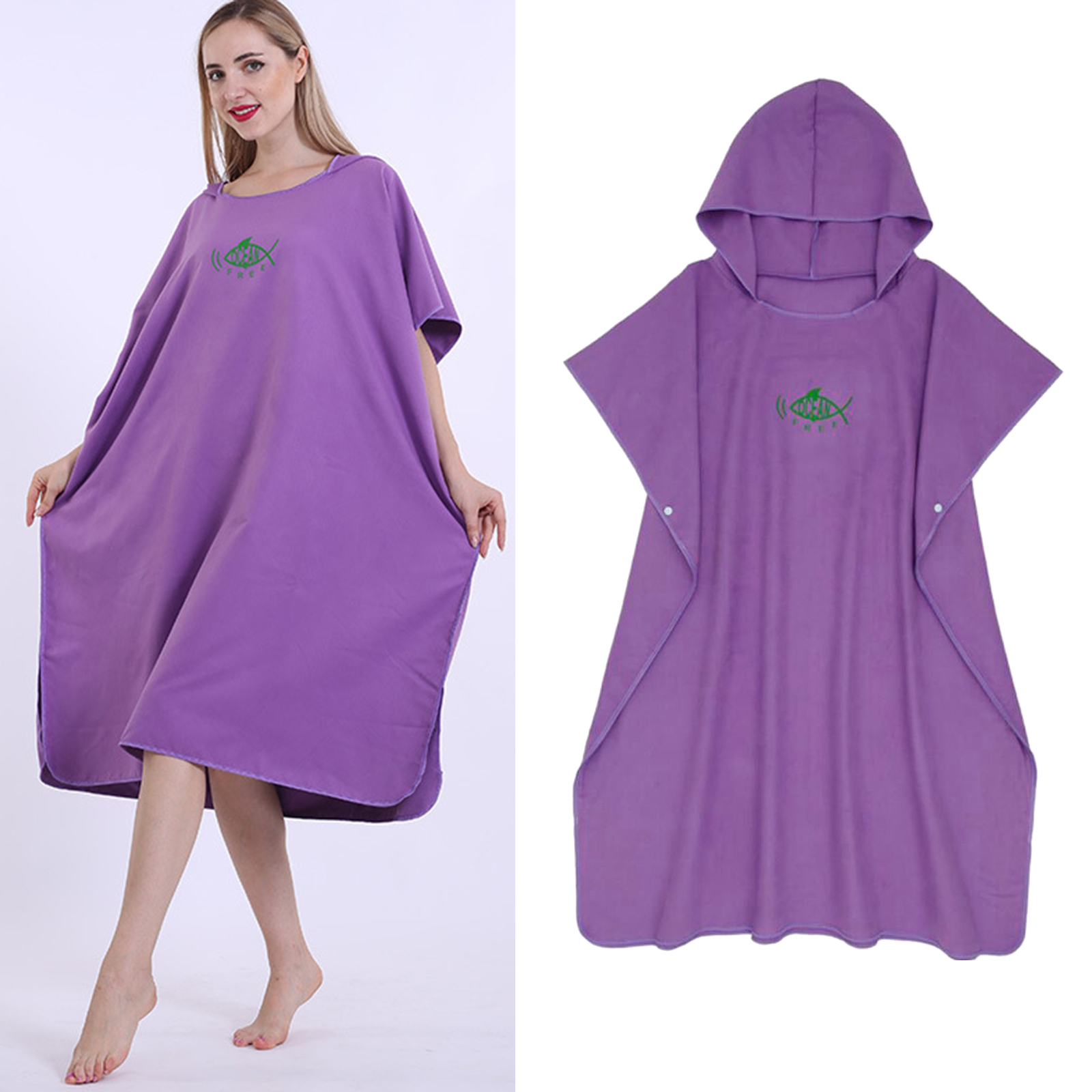 Soft Surf Poncho Adults Skin-friendly Quick-Drying Changing Robe Swimmer Beach Cloak Swimming Cape for Women Men
