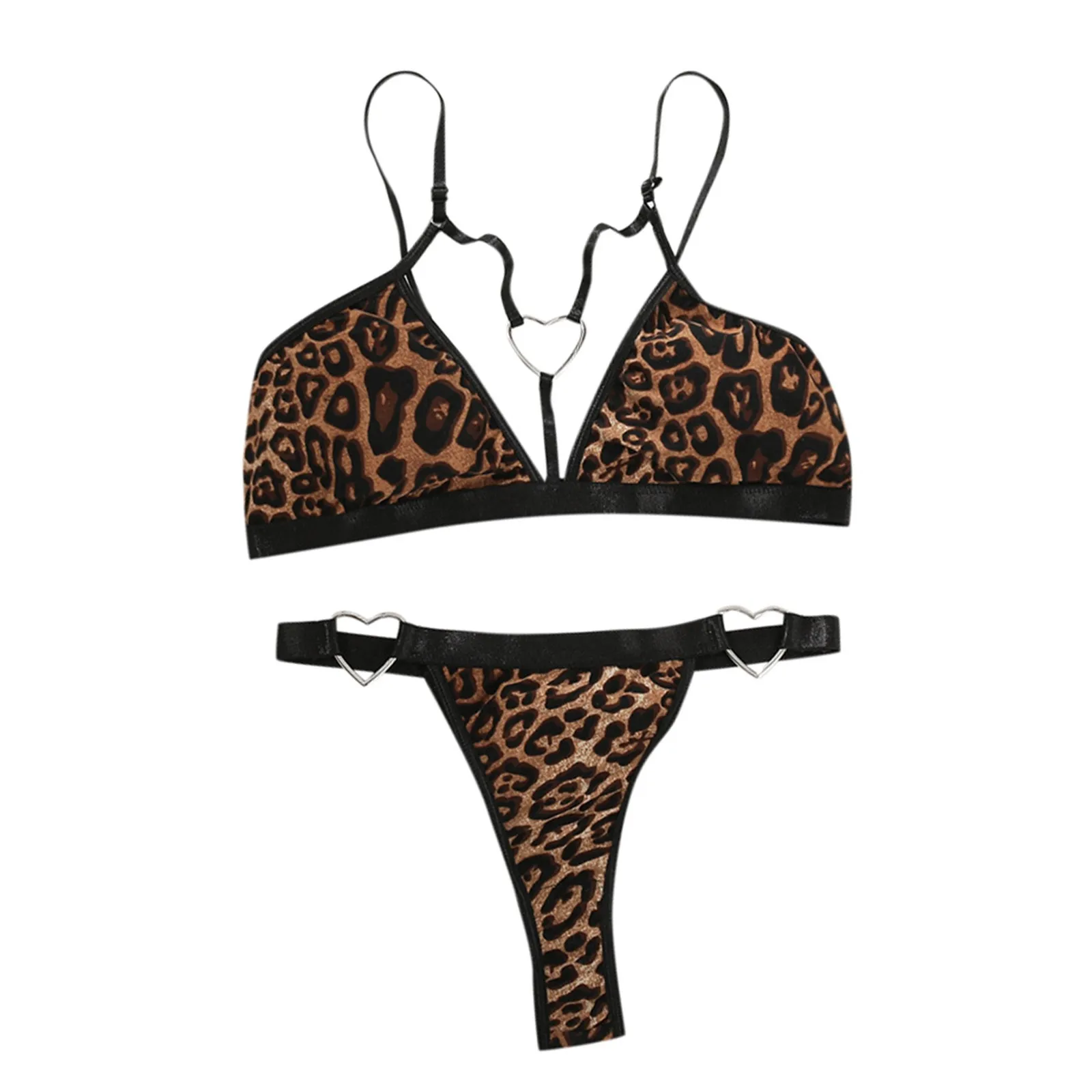 bra sets Sexy Lingerie Leopard Printed Bras Set Women Bralette Bras + G-string Thong Panties Sets Babydoll Underwear Sleepwear Nightwear bra sets