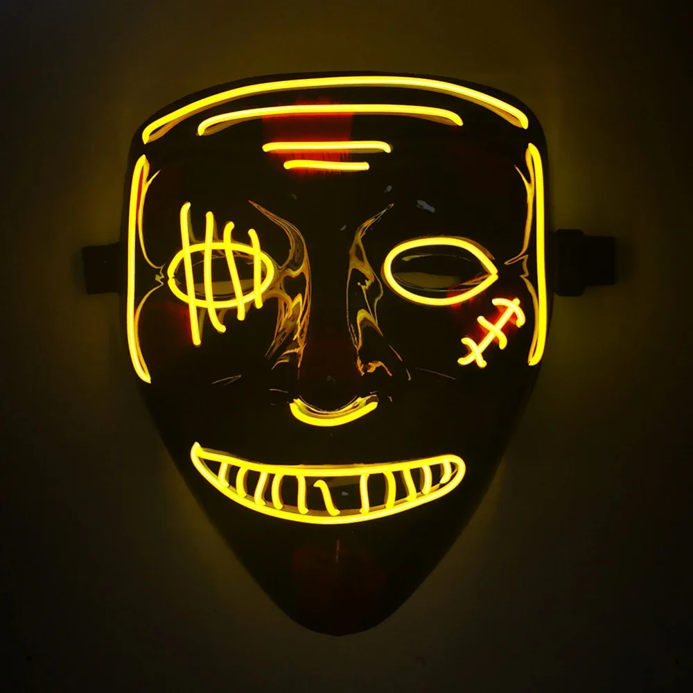 La Purge Masque Lumineux 3 Modes d'éclairage Halloween Masque LED Pour les Carnavals les Bals Masqués et les Soirées Costumées de Cosplay Bleu LED Masque Halloween Effrayant LED Masque Visage 