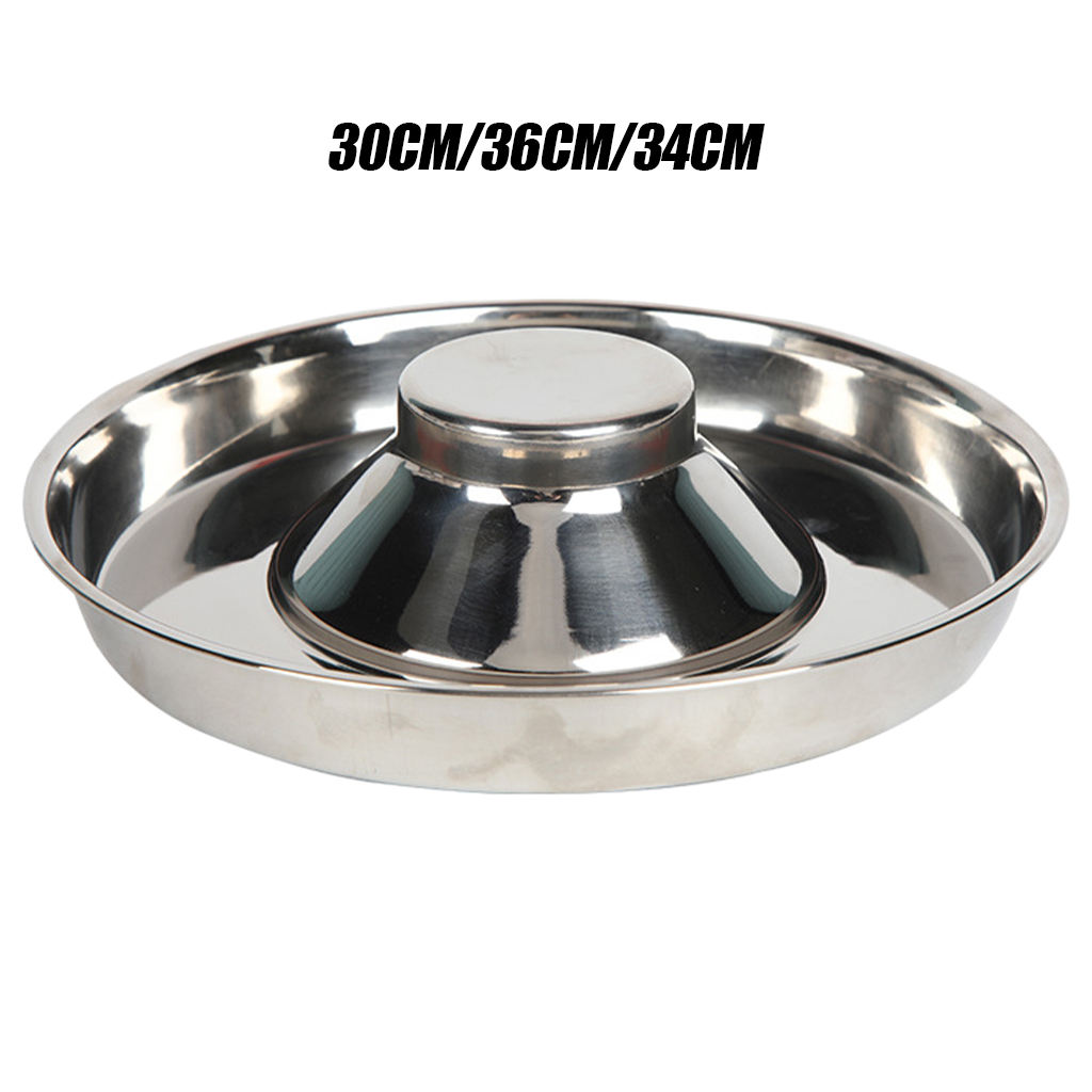 Practical Dog Cat Slow Bowls Stainless Steel Water and Food Feeder Silver Dish for Small Large Pets Puppy