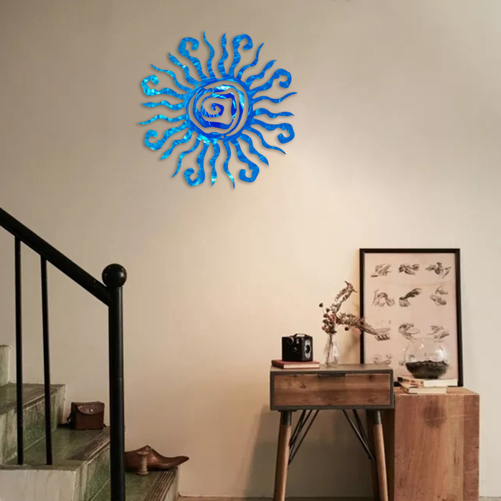 Hanging Decoration Wrought Iron Metal Engraving Crafts Novel Sun Statue for Home, Bedroom, Living Room, Office, Garden