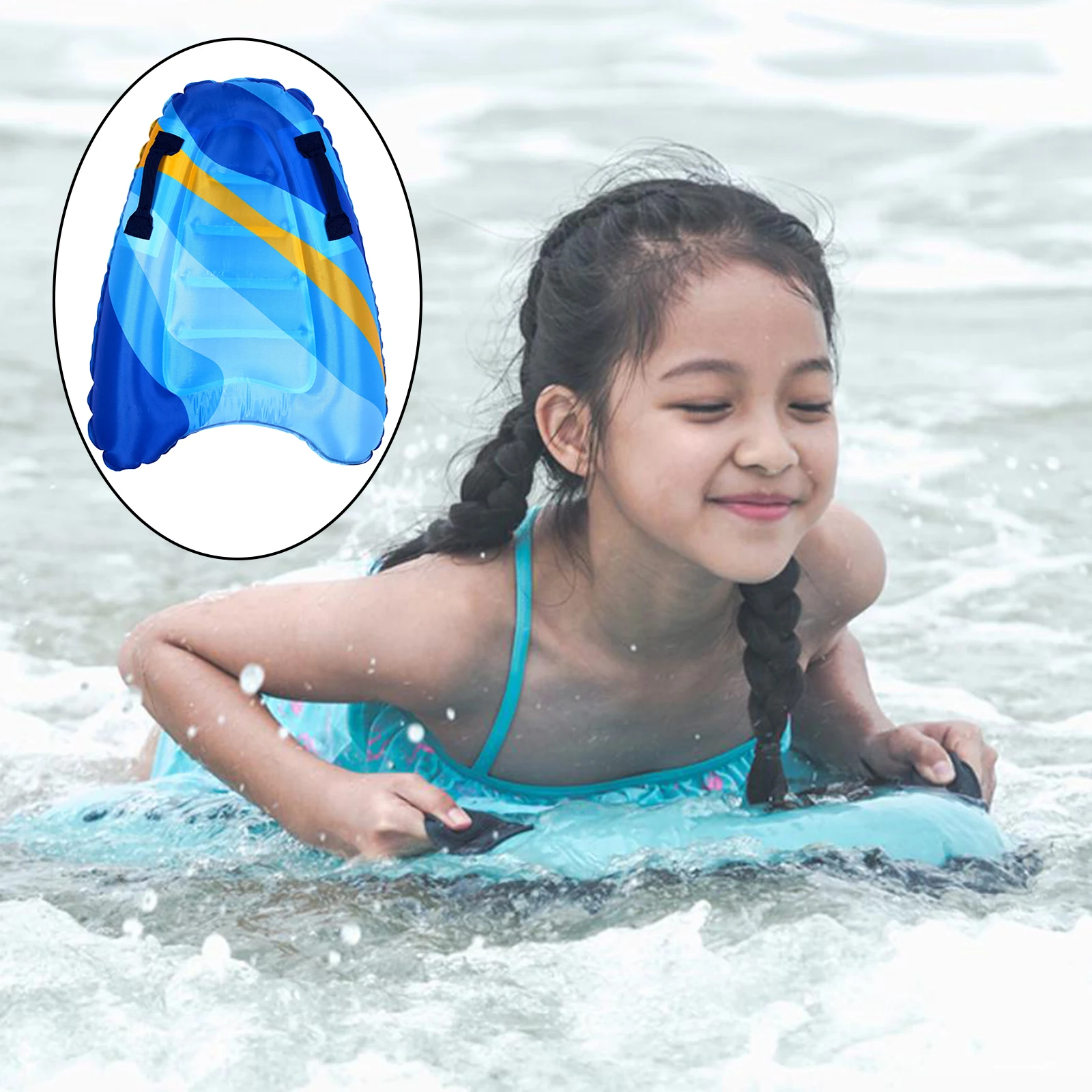 Inflatable Body Board Surfing Float Board Surf Rider Kids Pool Swimming Aids