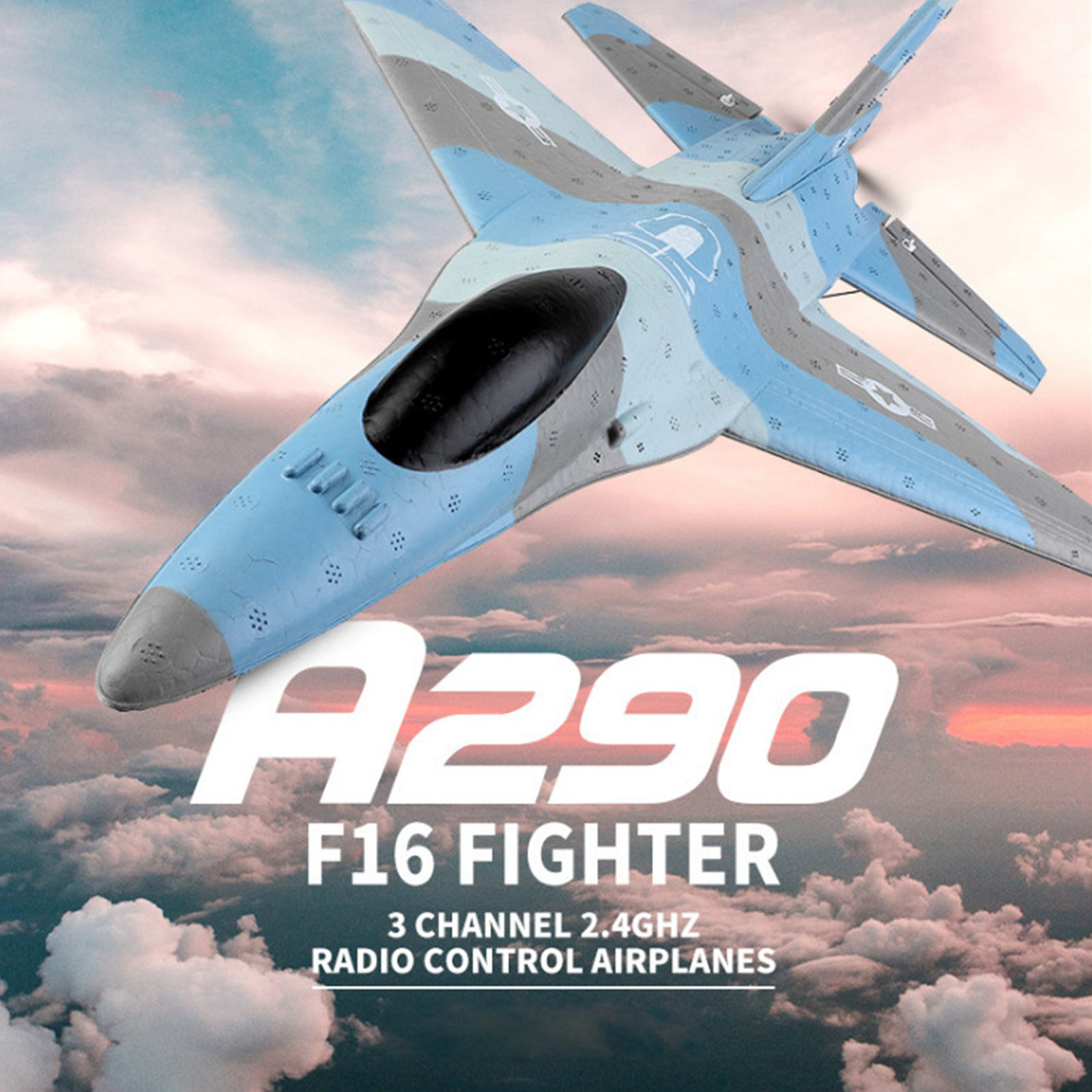 F16 A290 Toy 3-Channel Stunt 3CH Vertical Mode F16 Aircraft RC Airplane Model for Kids Adults
