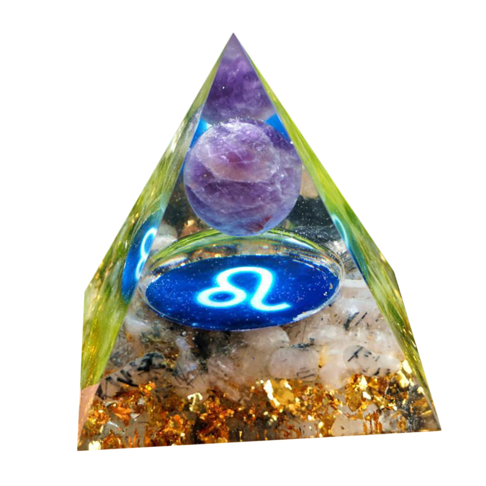 Amethyst Crystal Sphere Orgone Pyramid Quartz EMF Protection Energy  Home Office Desktop Decor