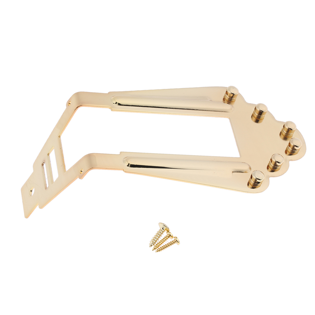 Tooyful 6 String Guitar Tailpiece Bridge for Archtop Jazz Guitar Replacement Parts Golden