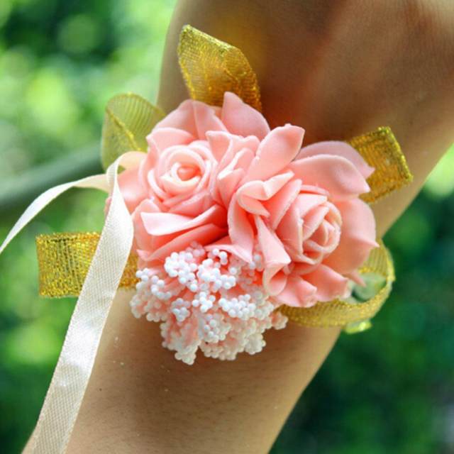 Wrist Flower | Rose Wrist Corsages | Wristband Hand Flowers Wrist Corsage  Bracelets, Corsage Wristlet Band For Wedding Bridesmaid Bridal Shower Prom P