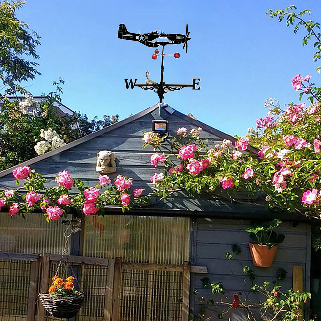 Weather Vane Wind Direction Indicators Home Roof Garden Farm Helicopter Metal Weathervane Farm Durable Roof Mount